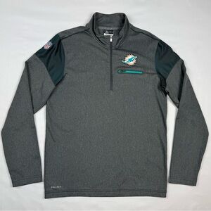 Nike Miami Dolphins Mens On Field 1/4 Zip Pullover Sz Small Grey/Teal Dri Fit B6